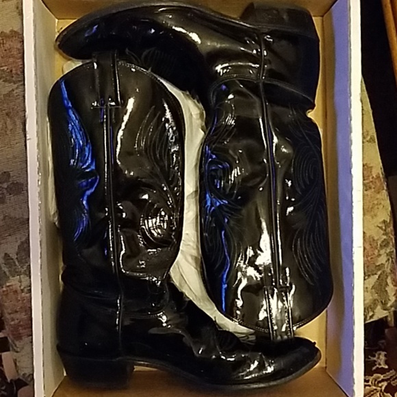 black patent cowboy boots